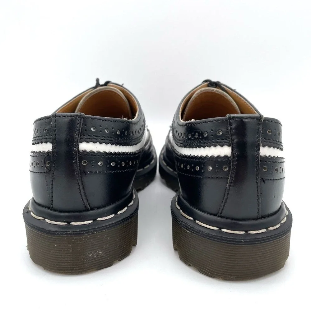 Dr. Martens 3989 Made in England Black White Wingtip Brogue Shoes Women's Size 7